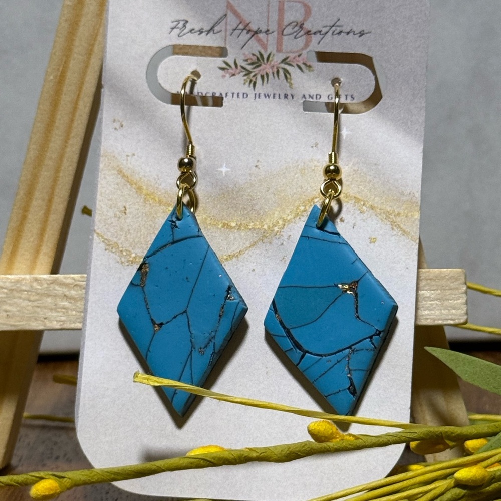 Blue and Gold Earrings
